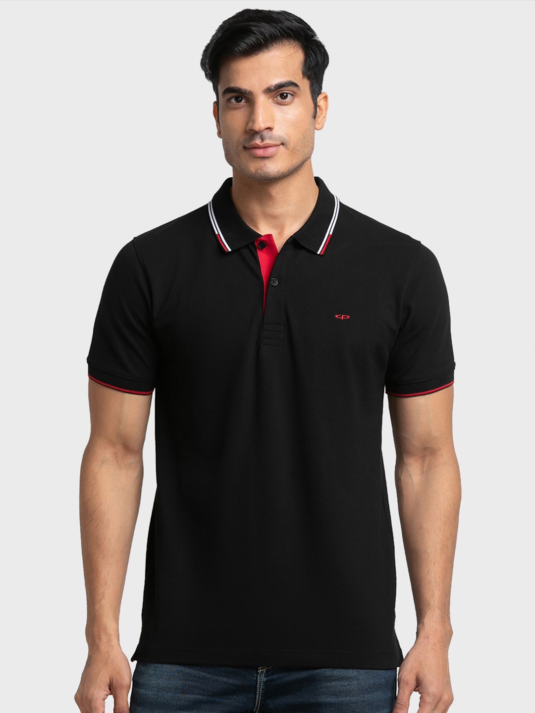 

ColorPlus Men Polo Collar Cotton T-shirt, Black