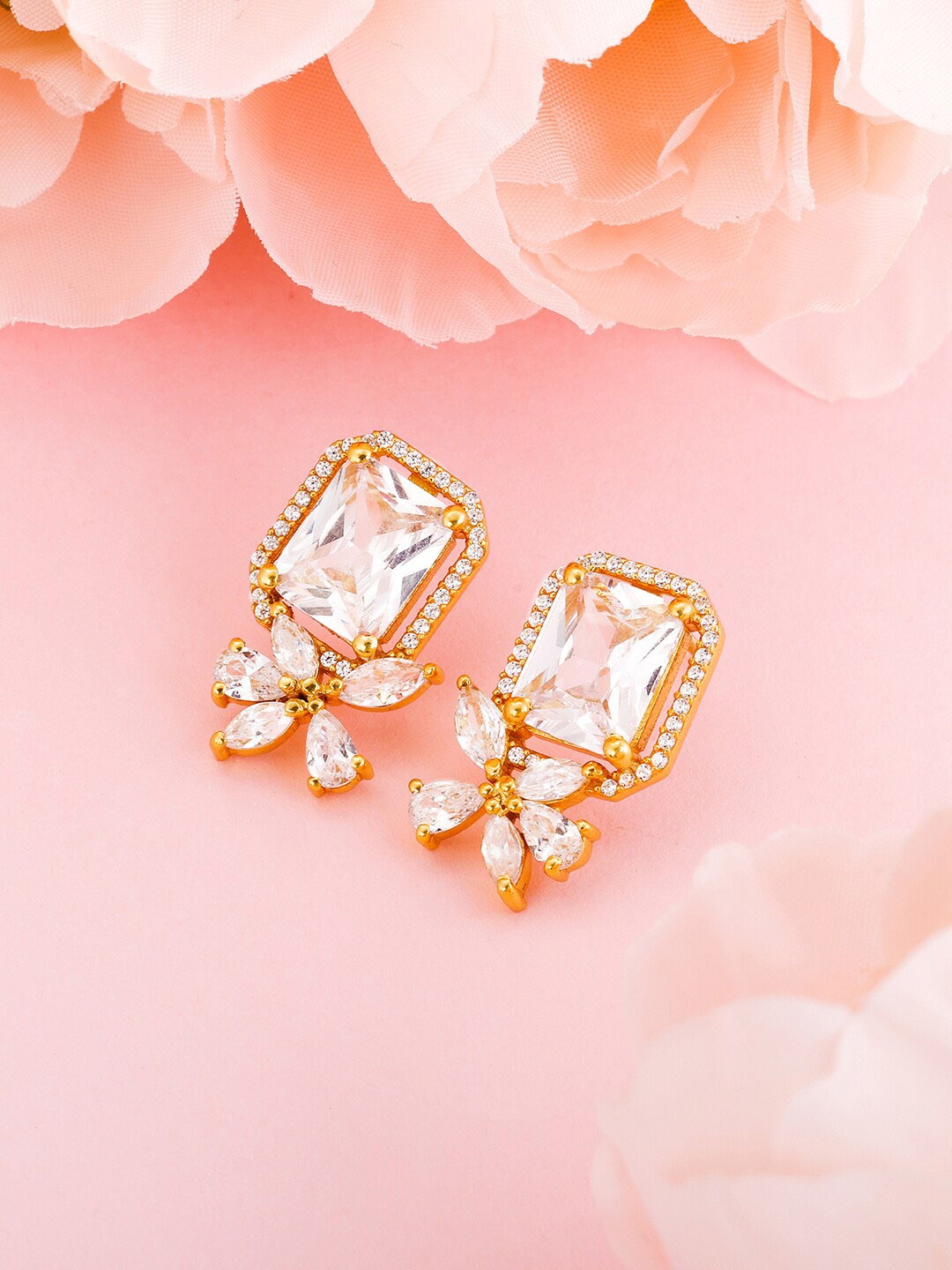 

GIVA Gold-Plated Contemporary Drop Earrings, White