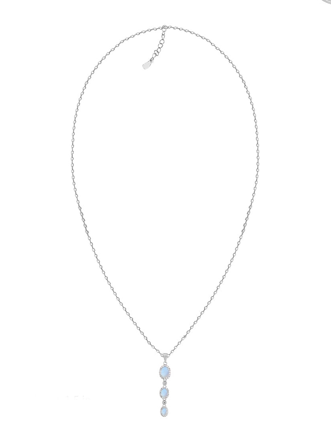 

GIVA 925 Sterling Silver Rhodium-Plated Stone-Studded & Moonstone-Charm Pendant With Chain