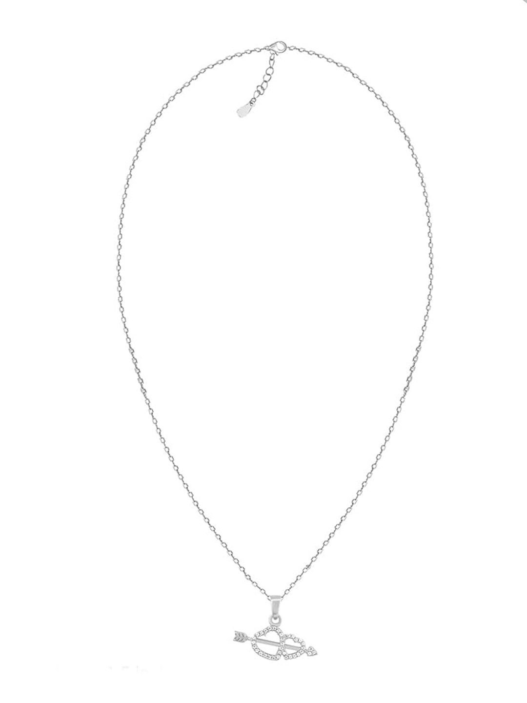 

GIVA 925 Sterling Silver Rhodium-Plated CZ Stone-Studded Fated Love Pendant With Chain
