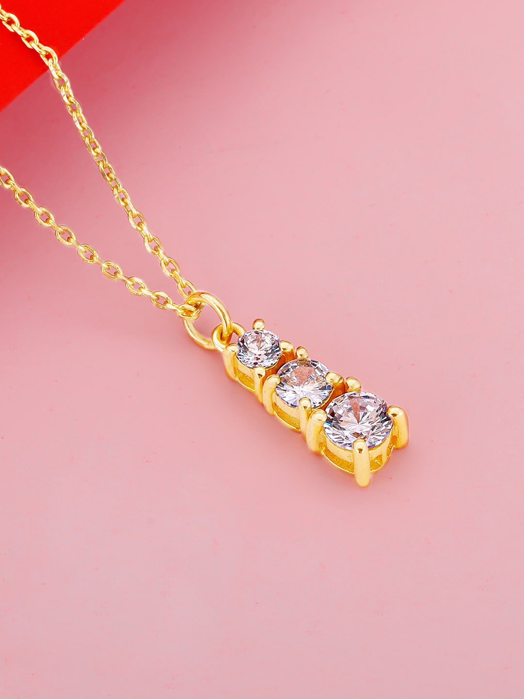 

GIVA 925 Sterling Silver Gold-Plated CZ Stone-Studded Gleaming Grace Pendant With Chain