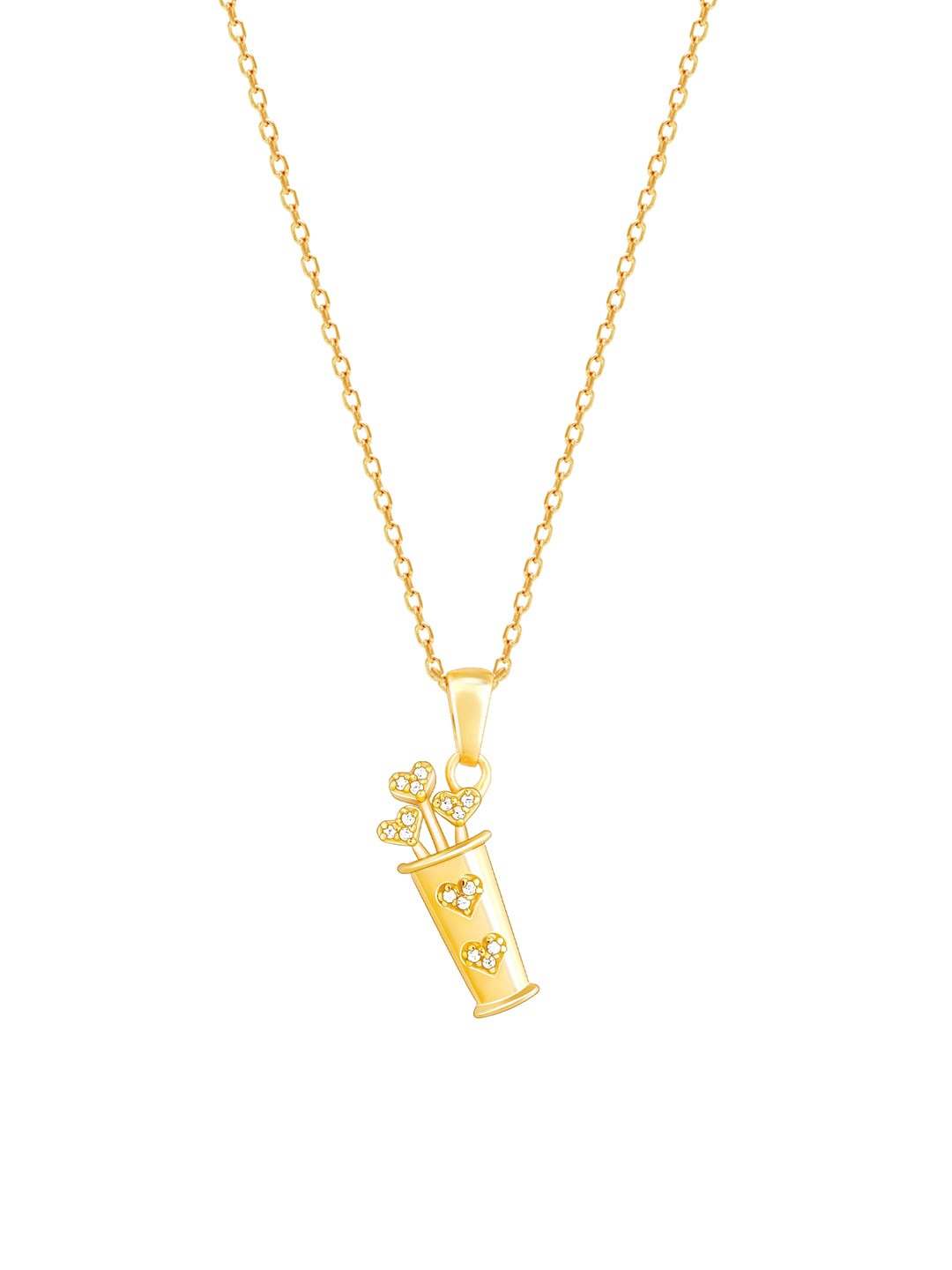 

GIVA Women Gold-Plated CZ-Studded Cupid's Quive Shaped Pendant With Chain