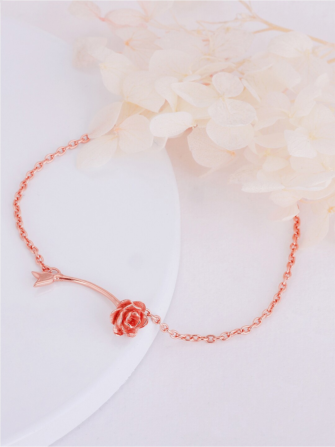 

GIVA Women Sterling Silver Rose Gold-Plated Link Bracelet