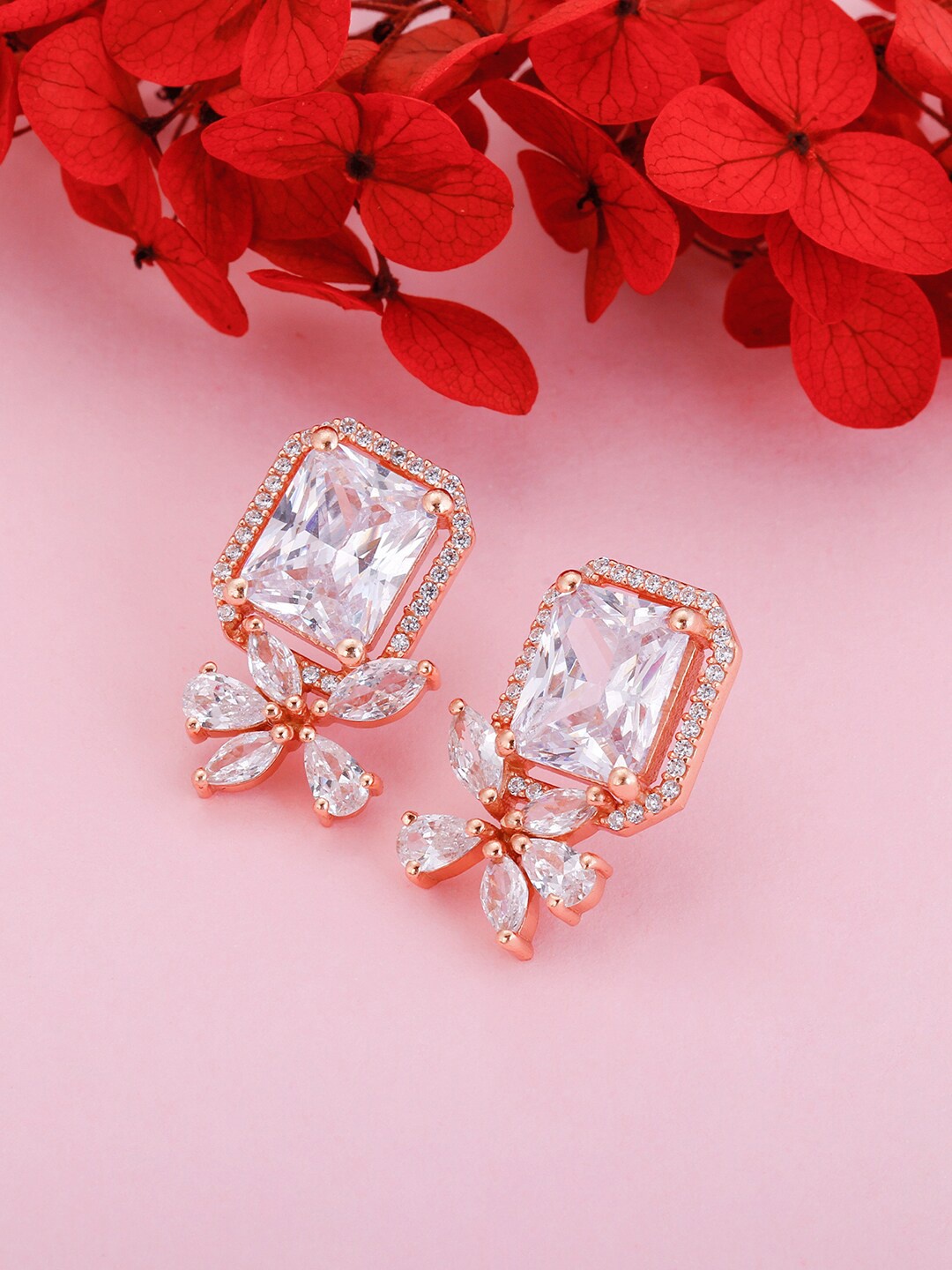 

GIVA Rose Gold-Plated Contemporary Drop Earrings, White