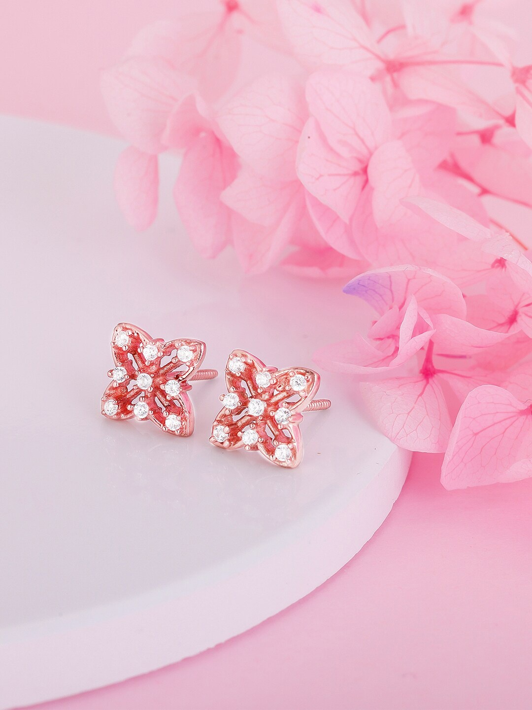 

GIVA 925 Sterling Silver Glamour Rose Gold Plated Contemporary Studs Earrings