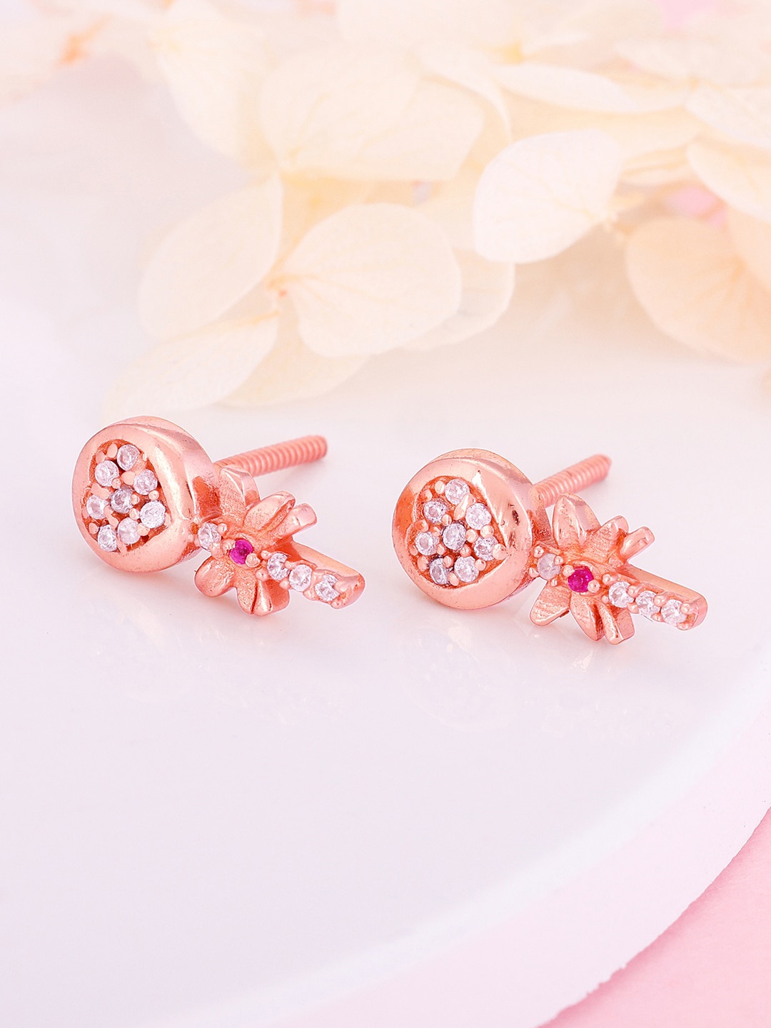 

GIVA 925 Sterling Silver Candy Love Rose Gold Plated Contemporary Studs Earrings