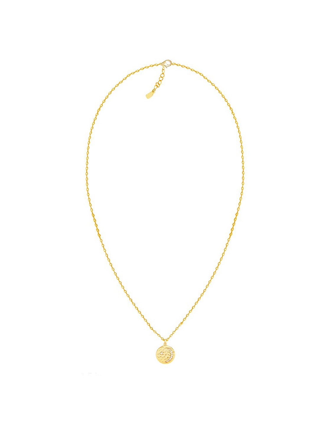 

GIVA 92.5 Sterling Silver Gold-Plated CZ-Studded Moon Star Pendant With Chain
