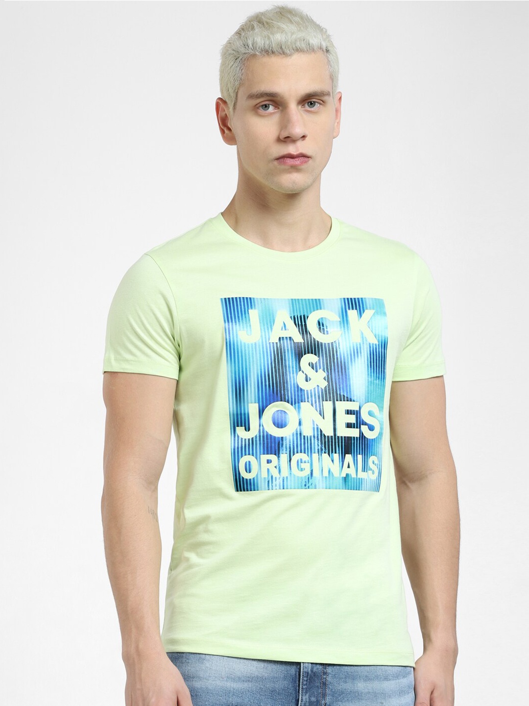 

Jack & Jones Men Printed Slim Fit T-shirt, Lime green