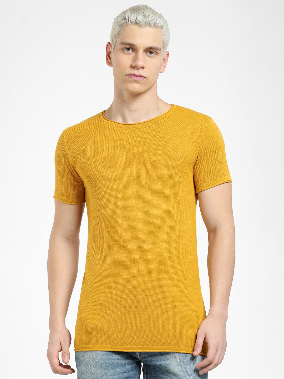 

Jack & Jones Men Round Neck Cotton T-shirt, Mustard