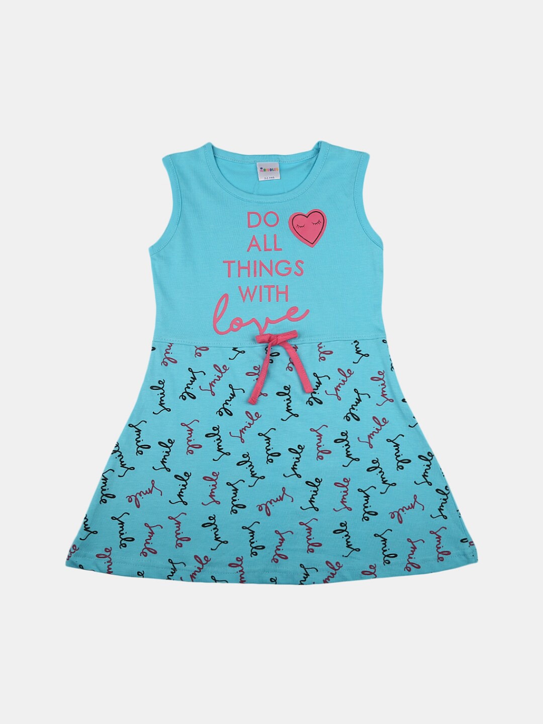 

V-Mart Girls Typography Printed A-Line Dress, Blue
