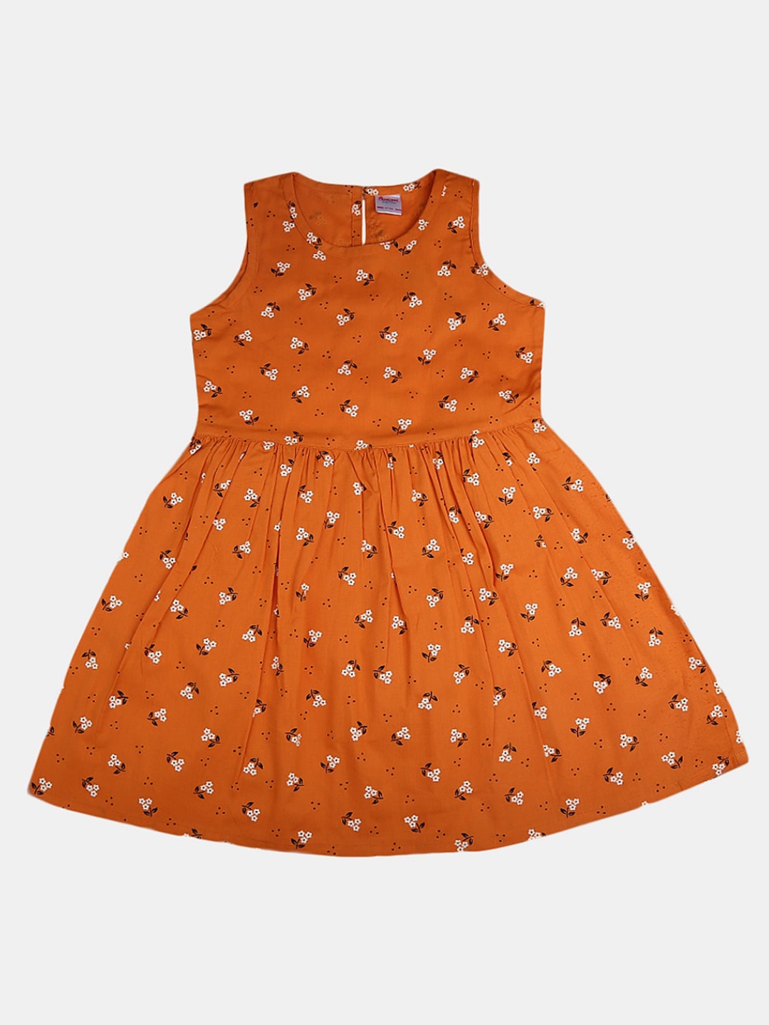 

V-Mart Girls Floral Printed Cotton Dress, Mustard