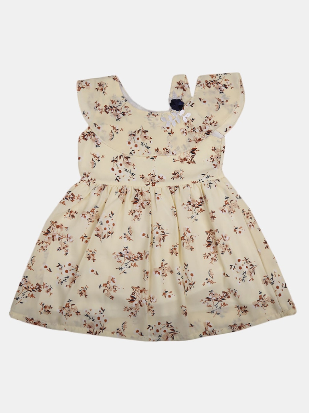 

V-Mart Girls Floral Fit & Flare Cotton Dress, Cream