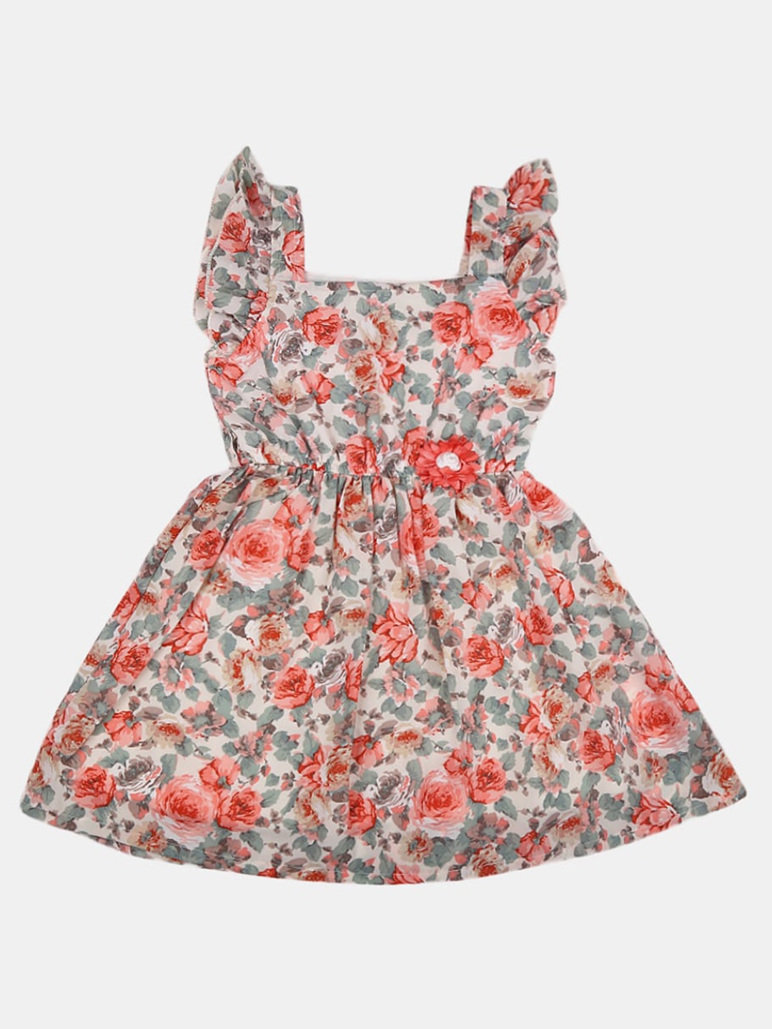 

V-Mart Girls Fit & Flare Cotton Dress, Orange