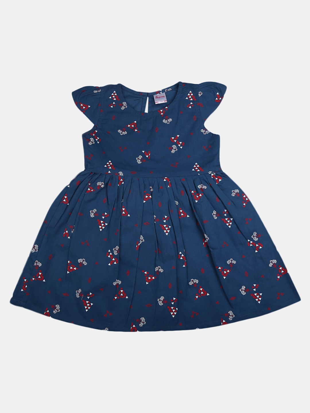 

V-Mart Girls Floral Printed Cotton Round Neck Fit And Flare Dress, Blue