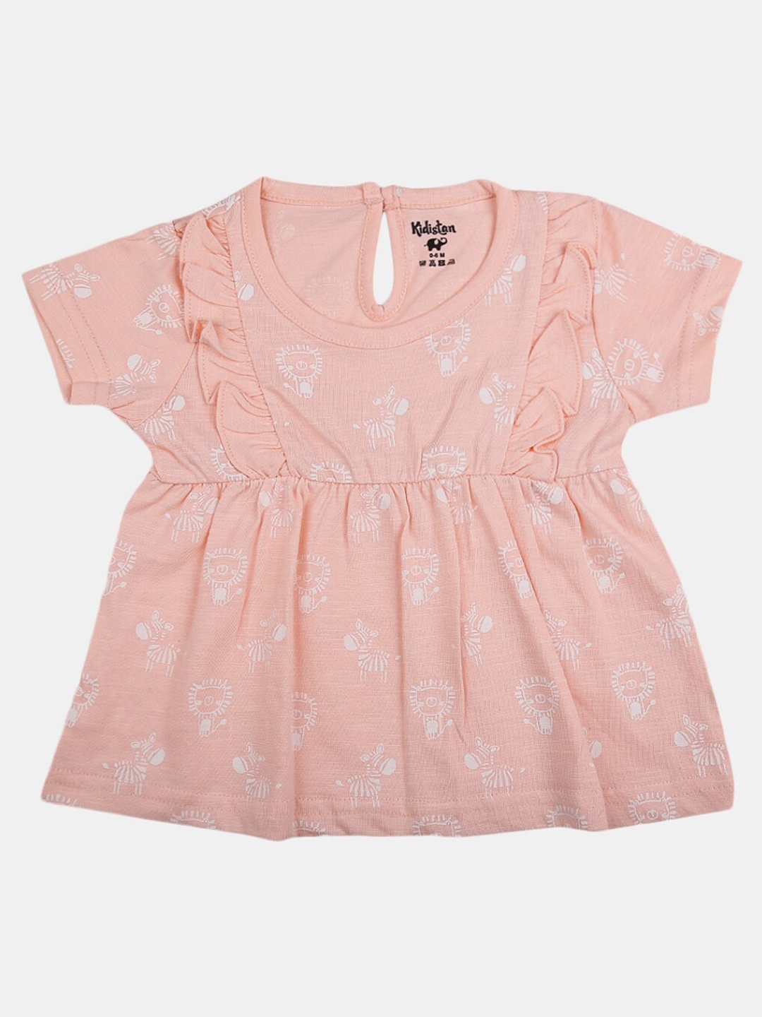 

V-Mart Girls Printed Cotton Dress, Peach