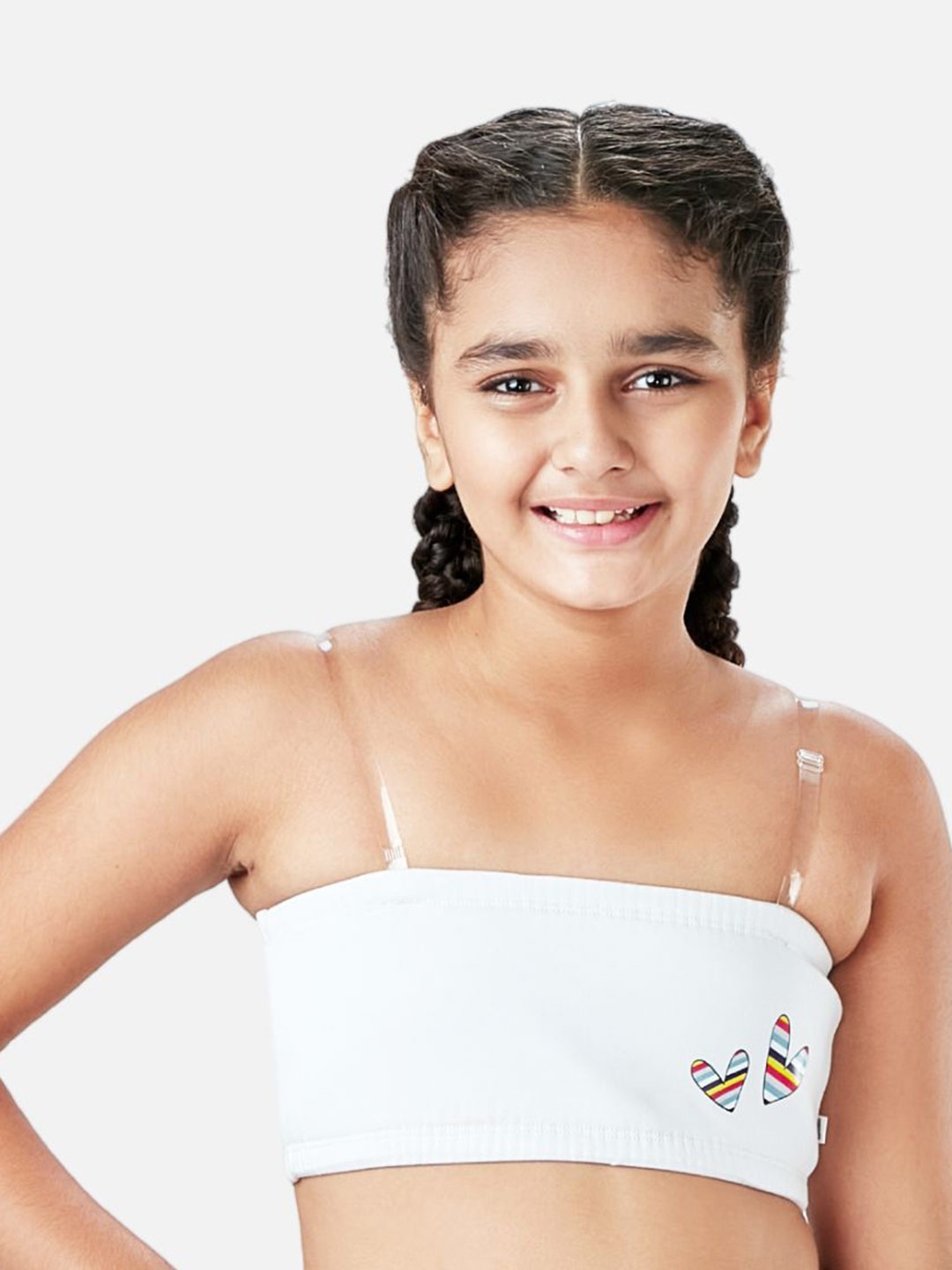 

You Got Plan B Girls Graphic Lightly Padded Tube Bra with Removable Straps, White