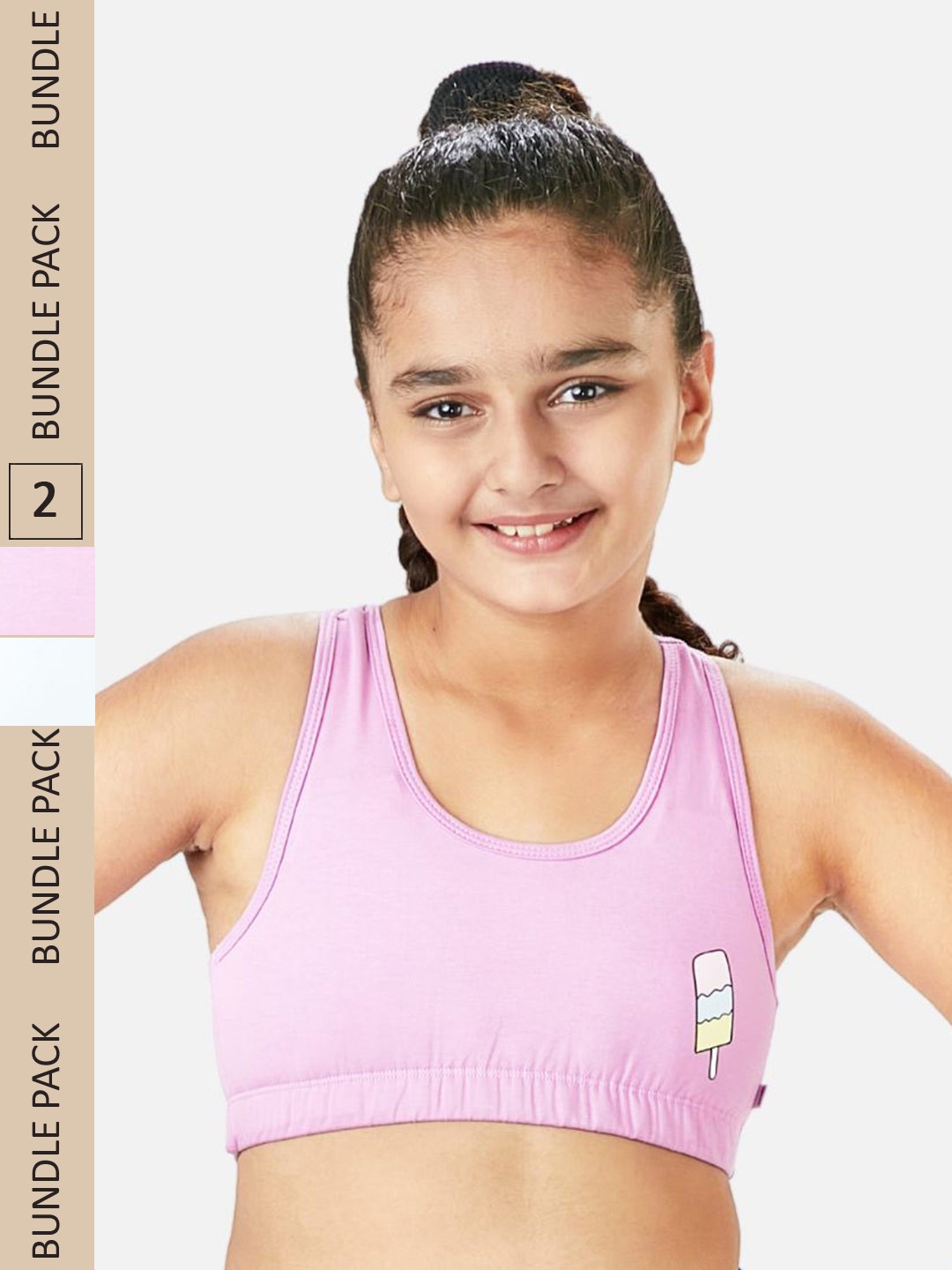 

You Got Plan B Girls Pack of 2 Anti-Bacterial Sports Bra SBP-BigHeart: 10-12, Lavender