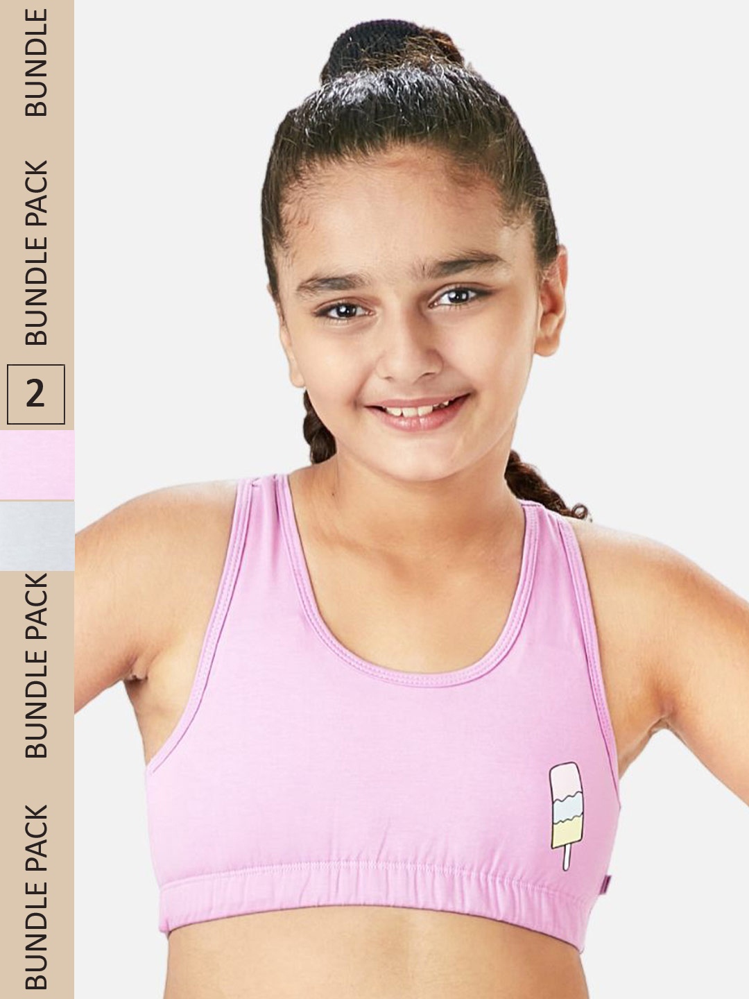 

You Got Plan B Girls Pack of 2 Anti-Bacterial Sports Bra SBP-DayDreamer: 10-12, Lavender