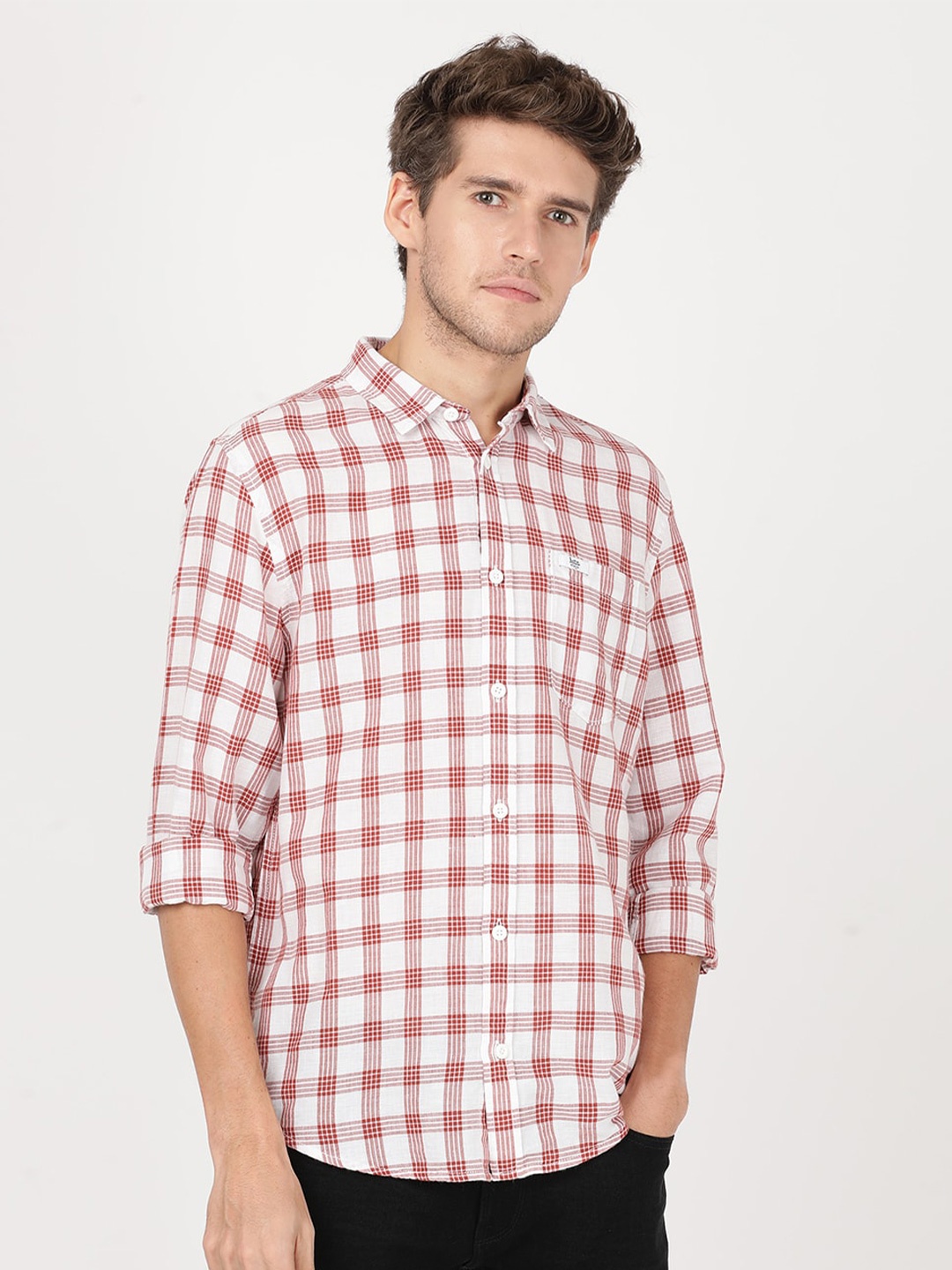 

Lee Men Checked Casual Cotton Shirt, Red