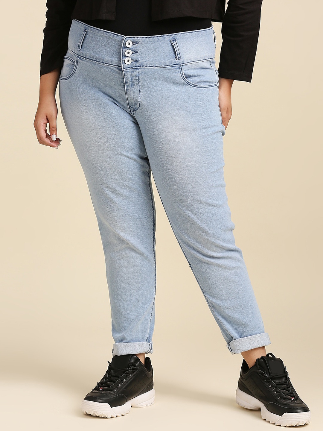 

Turning Blue Women Plus Size High-Rise Light Fade Stretchable Cotton Jeans
