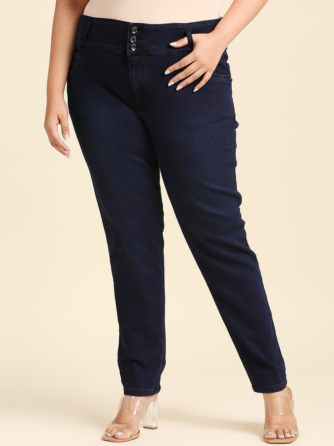

Turning Blue Women Plus Size Slim Fit High-Rise Stretchable Cotton Jeans