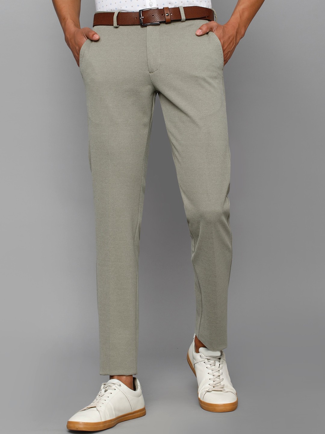 

Allen Solly Men Textured Slim Fit Mid-Rise Chinos Trouser, Grey