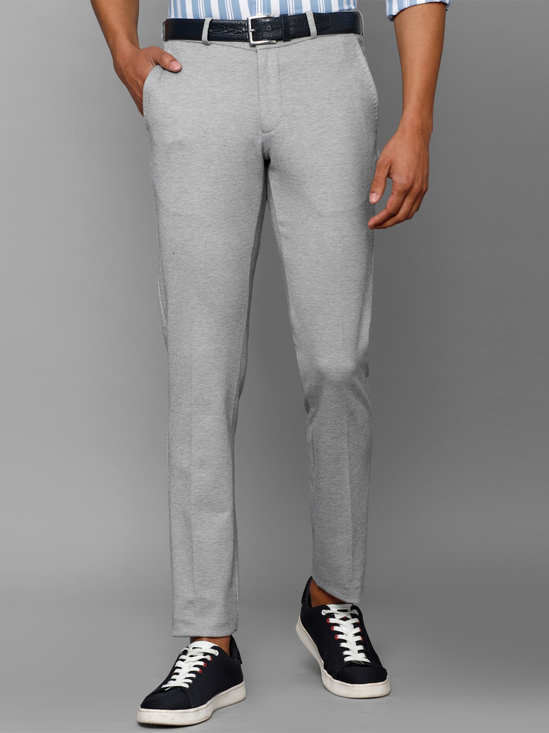 

Allen Solly Men Textured Slim Fit Regular Trousers, Grey
