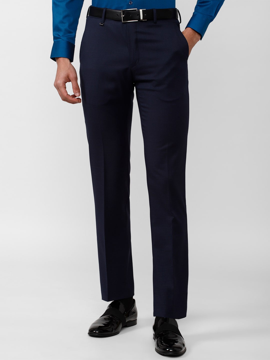 

Van Heusen Men Slim Fit Formal Trousers, Navy blue