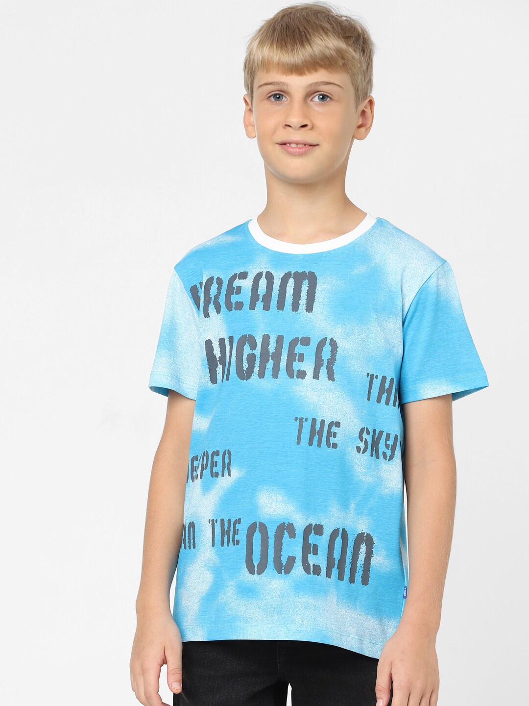 

Jack & Jones Junior Boys Tie and Dye Dyed Cotton T-shirt, Blue