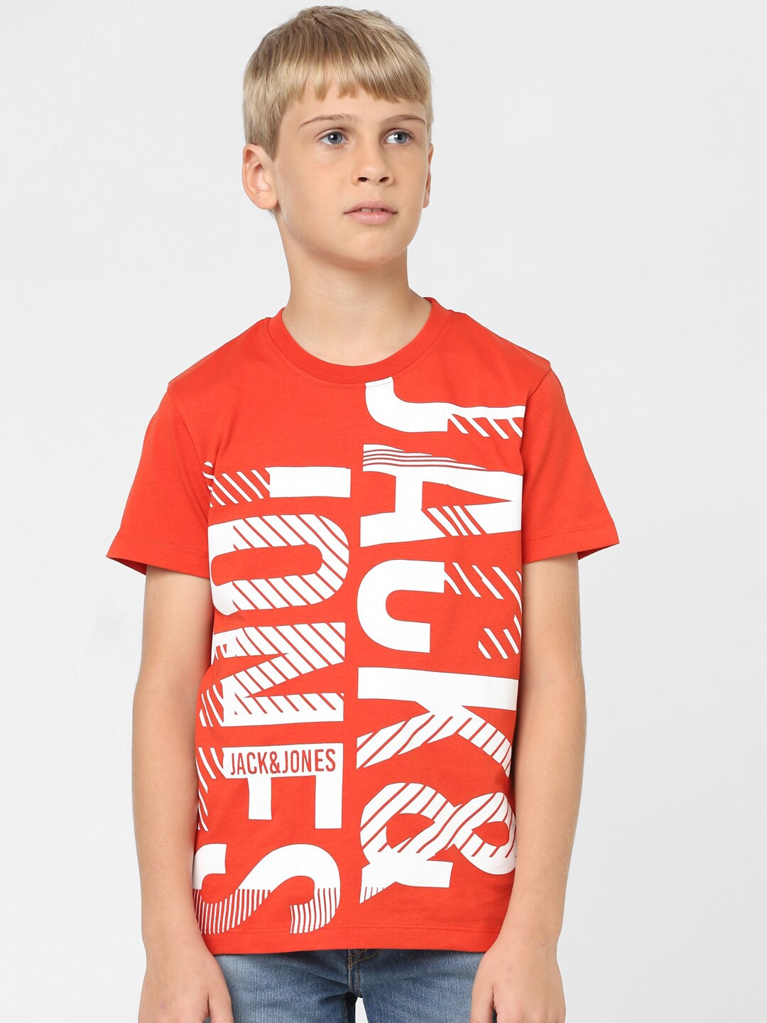 

Jack & Jones Junior Boys Typography Printed T-shirt, Red