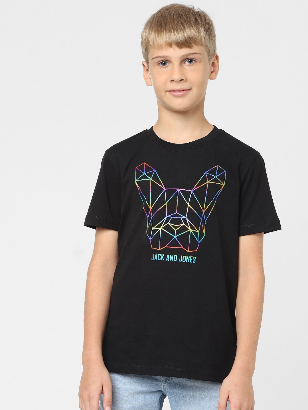 

Jack & Jones Junior Boys Printed Cotton T-shirt, Black
