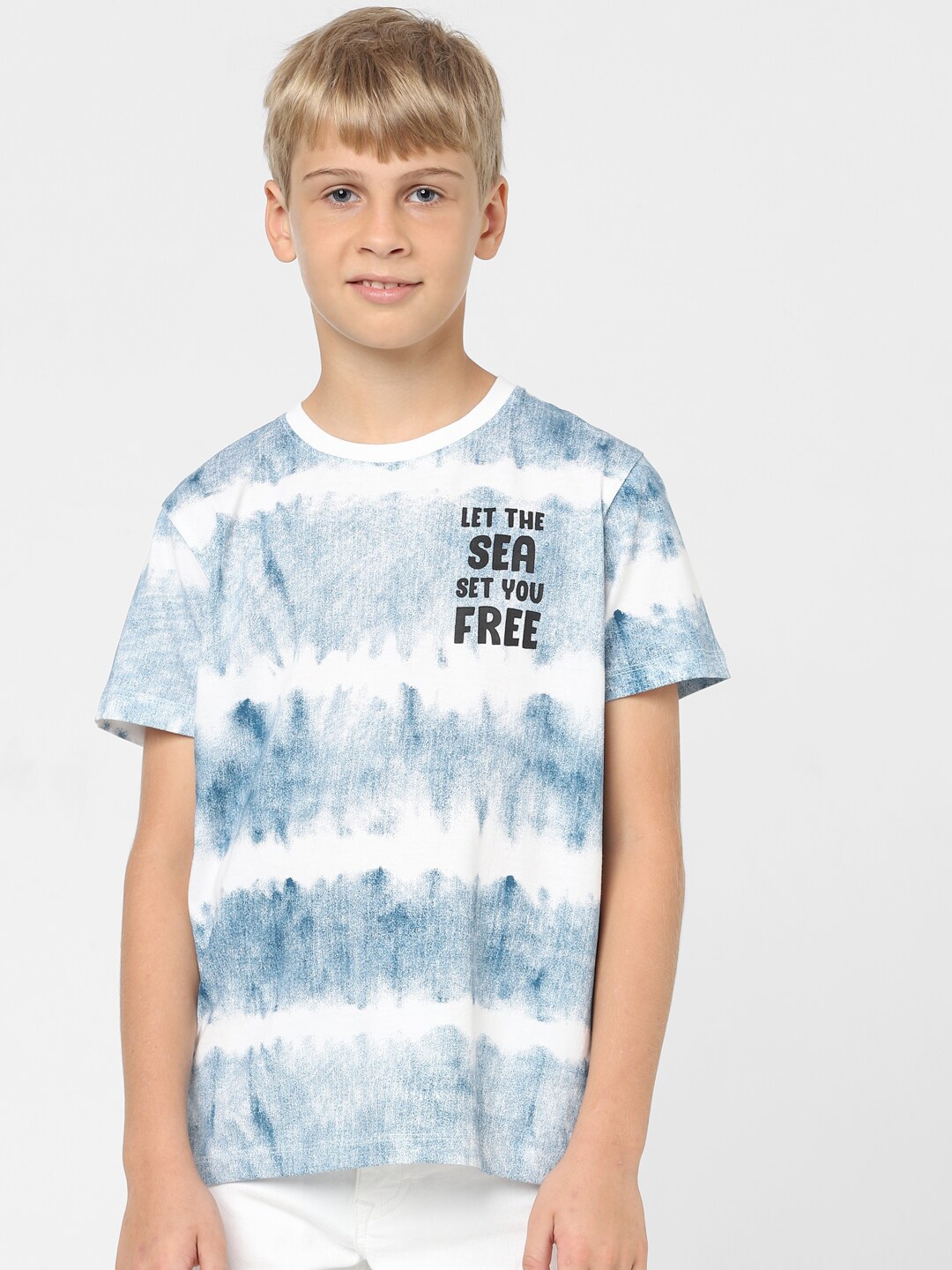 

Jack & Jones Junior Boys Typography Printed Round Neck Cotton T-shirt, Blue