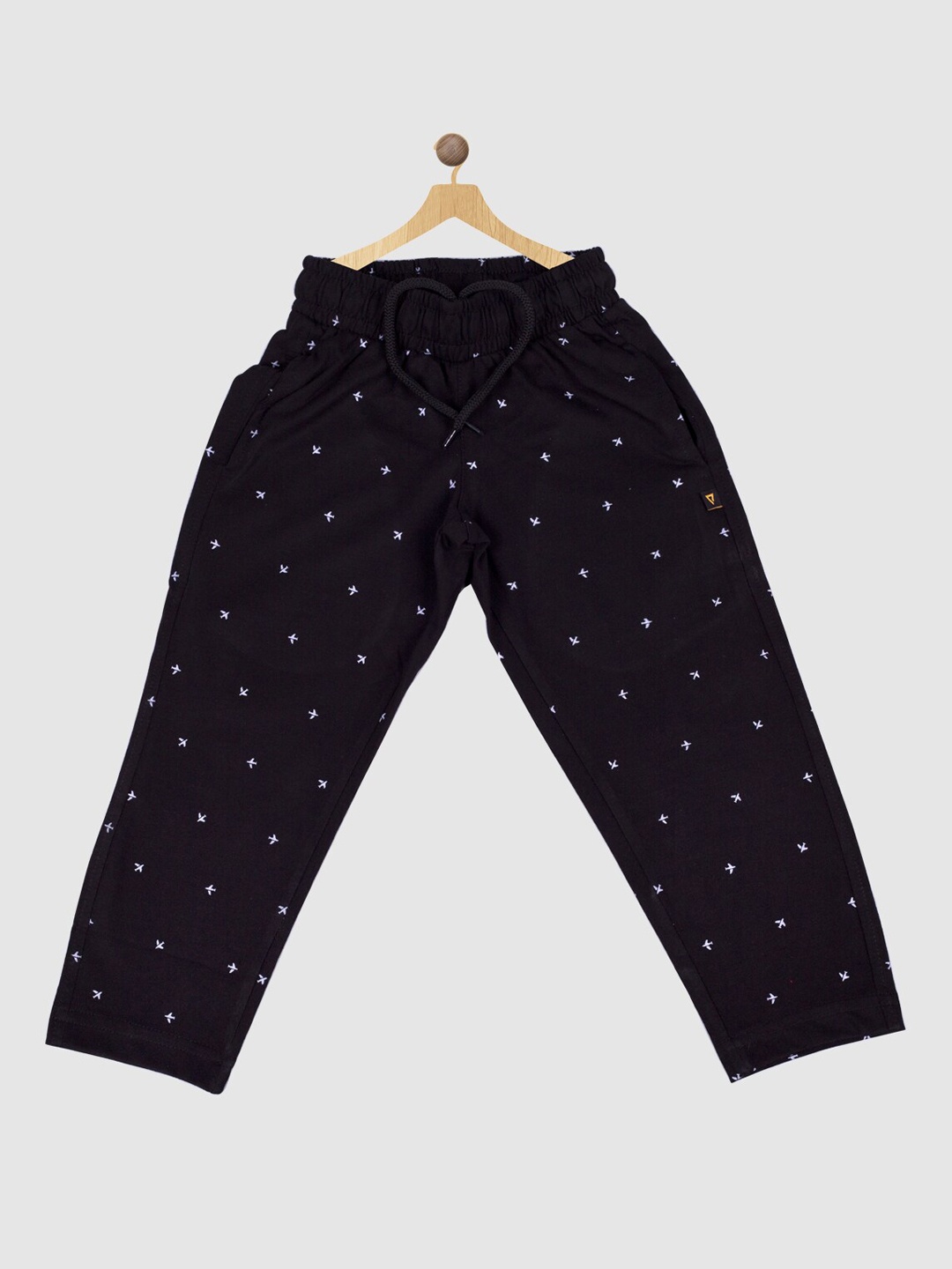 

PROTEENS Boys Printed Cotton Track Pant, Black