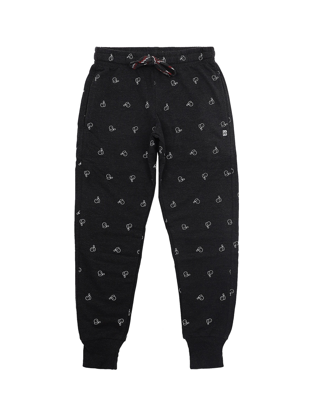 

PROTEENS Boys Antiviral & Antibacterial Printed Cotton Joggers, Black