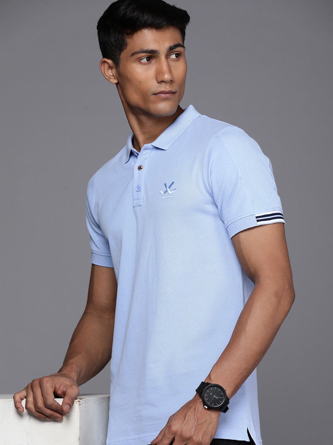 

WROGN Polo Slim Fit Pure Cotton T-shirt, Blue