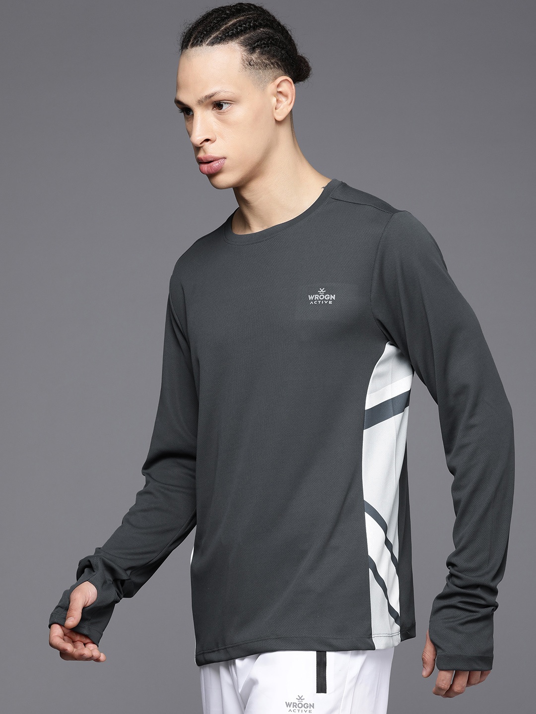 

WROGN ACTIVE Brand Logo Sports T-shirt With Dry Pro Technology, Grey