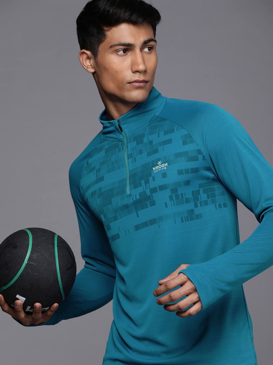

WROGN ACTIVE Dry Pro Printed Slim Fit T-shirt, Teal