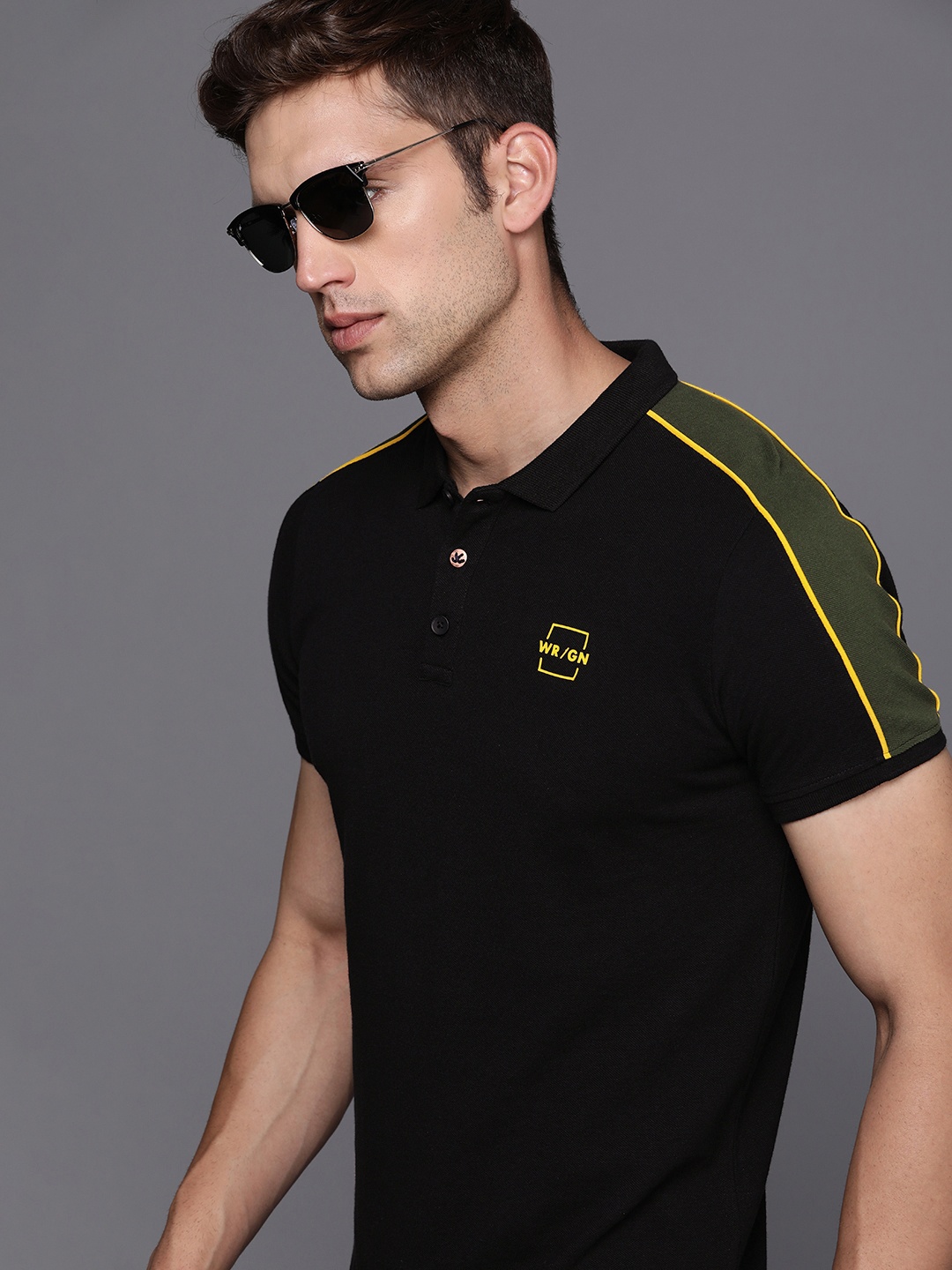 

WROGN Polo Collar Pure Cotton Slim Fit T-shirt, Black