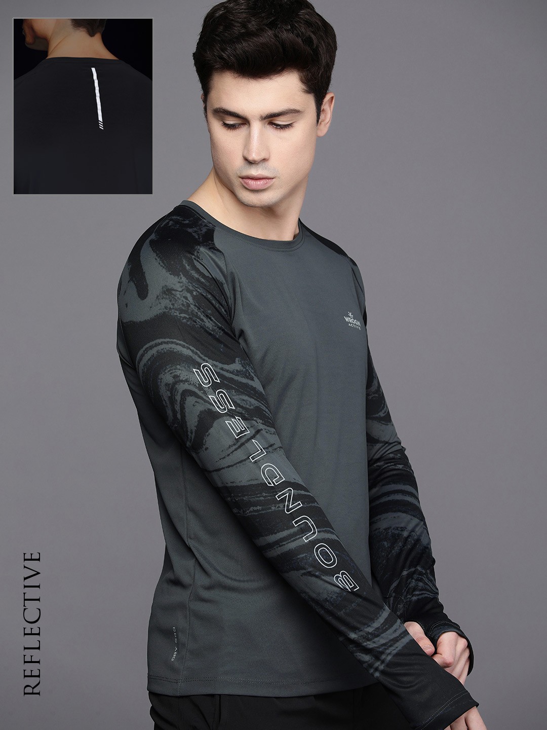 

WROGN ACTIVE Raglan Sleeves Dry-Pro Slim Fit T-shirt, Grey
