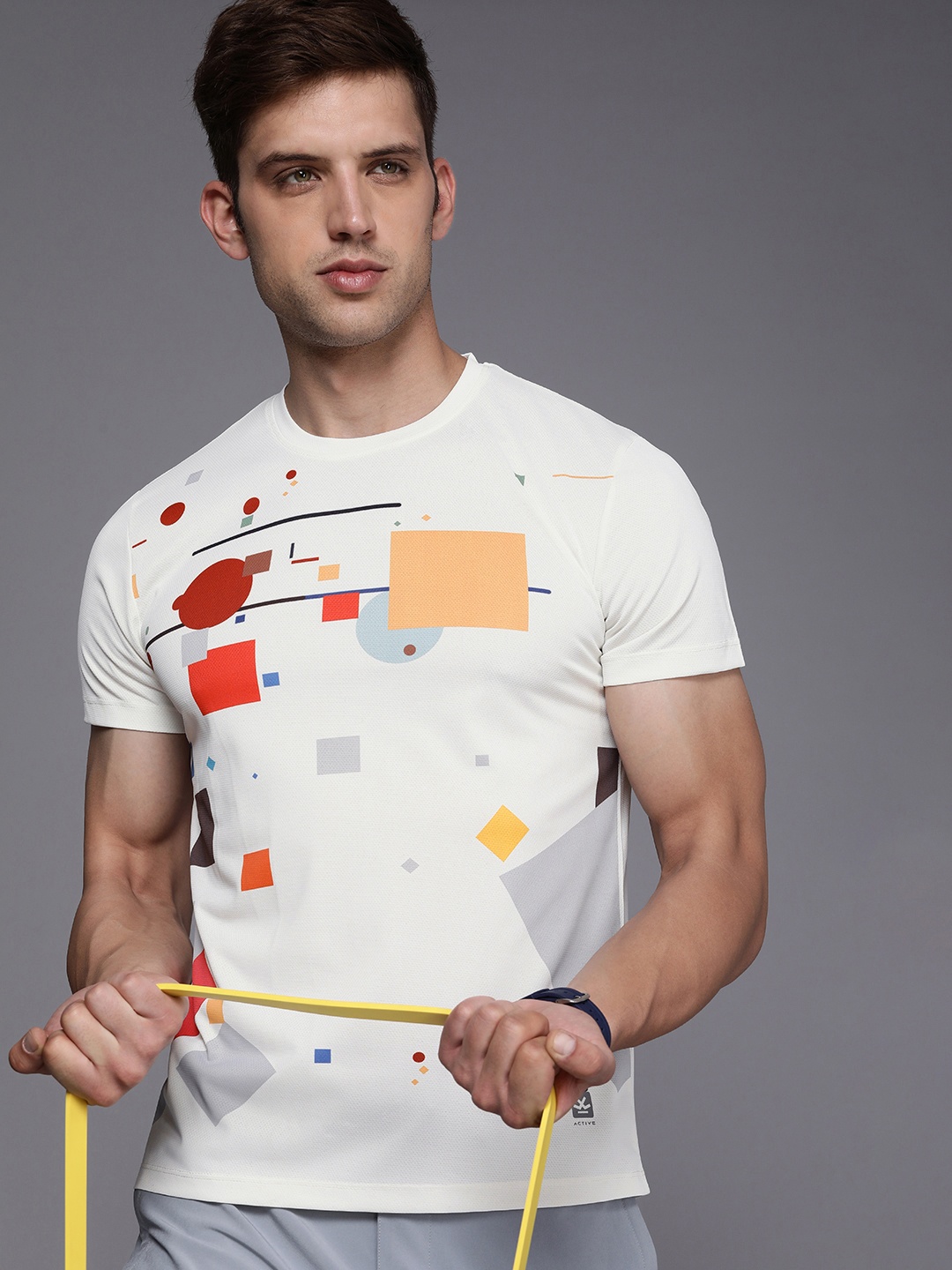 

WROGN ACTIVE Printed Dry Pro Slim Fit Training or Gym T-shirt, White
