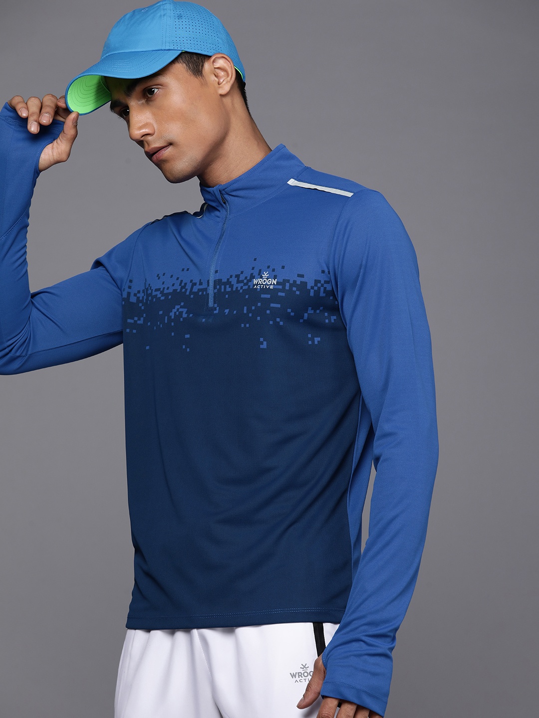 

WROGN ACTIVE Dry Pro Printed Slim Fit T-shirt, Blue