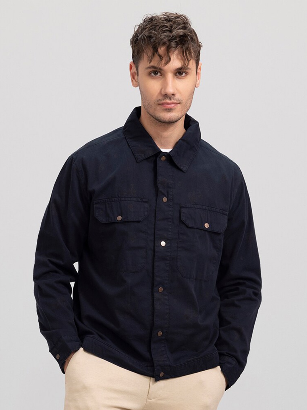 

Snitch Men Slim Fit Casual Cotton Shirt, Blue