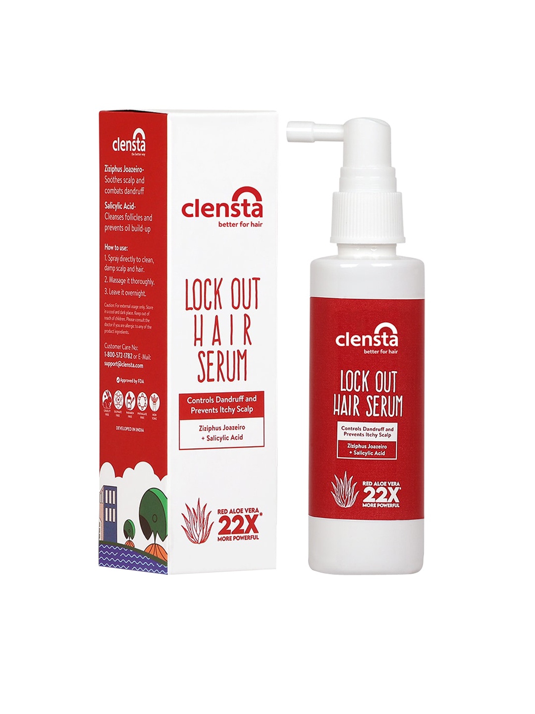 

Clensta Lock Out Red Aloe Vera Anti-dandruff Serum Hair Serum - 100ml, White