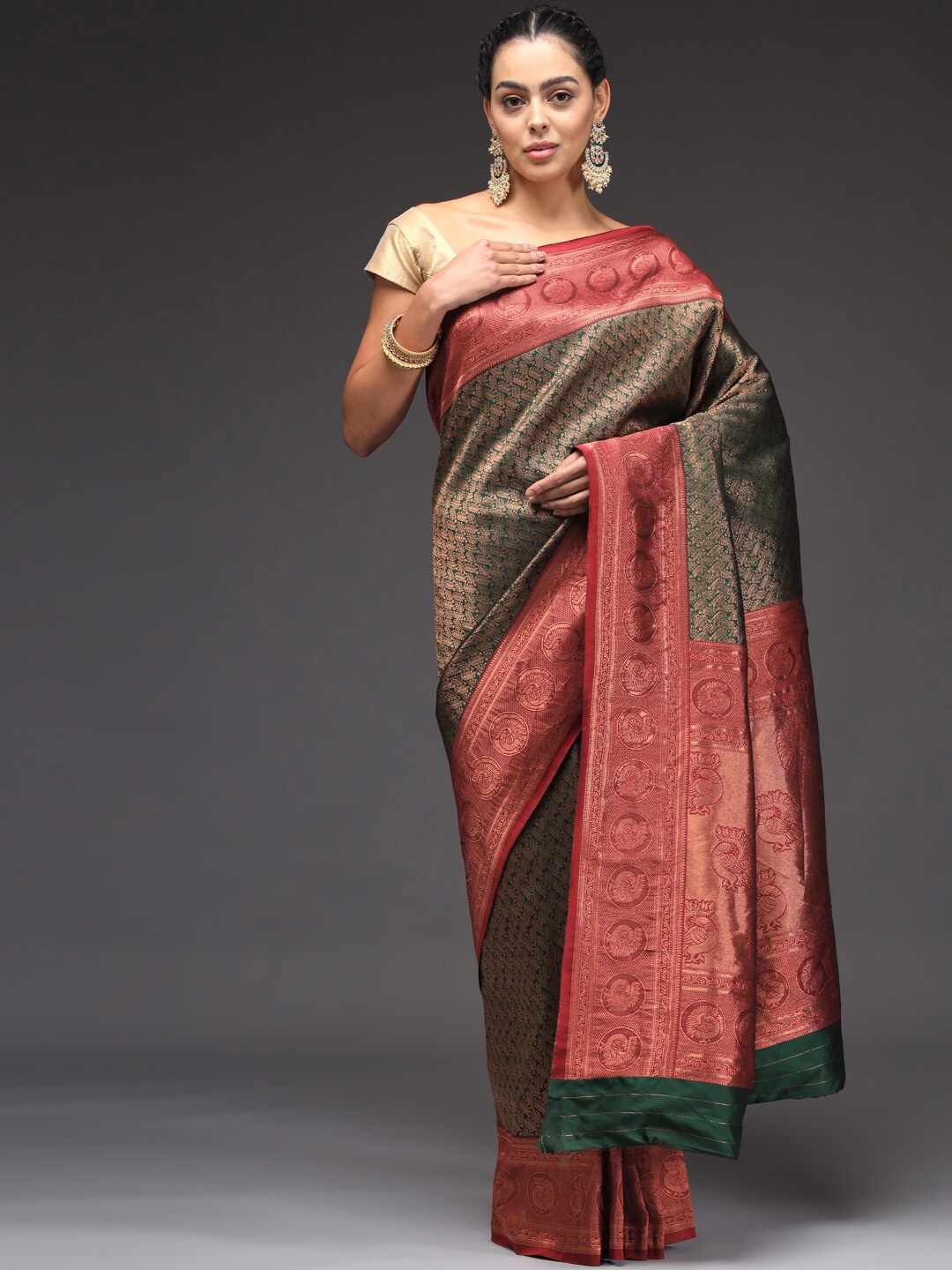 

Sitaram Designer Woven Design Zari Art Silk Saree, Brown