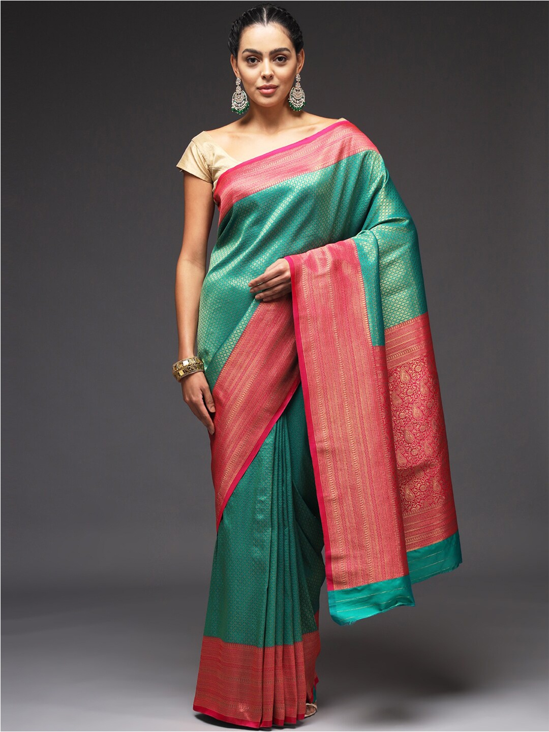 

Sitaram Designer Ethnic Motifs Zari Art Silk Banarasi Saree, Turquoise blue