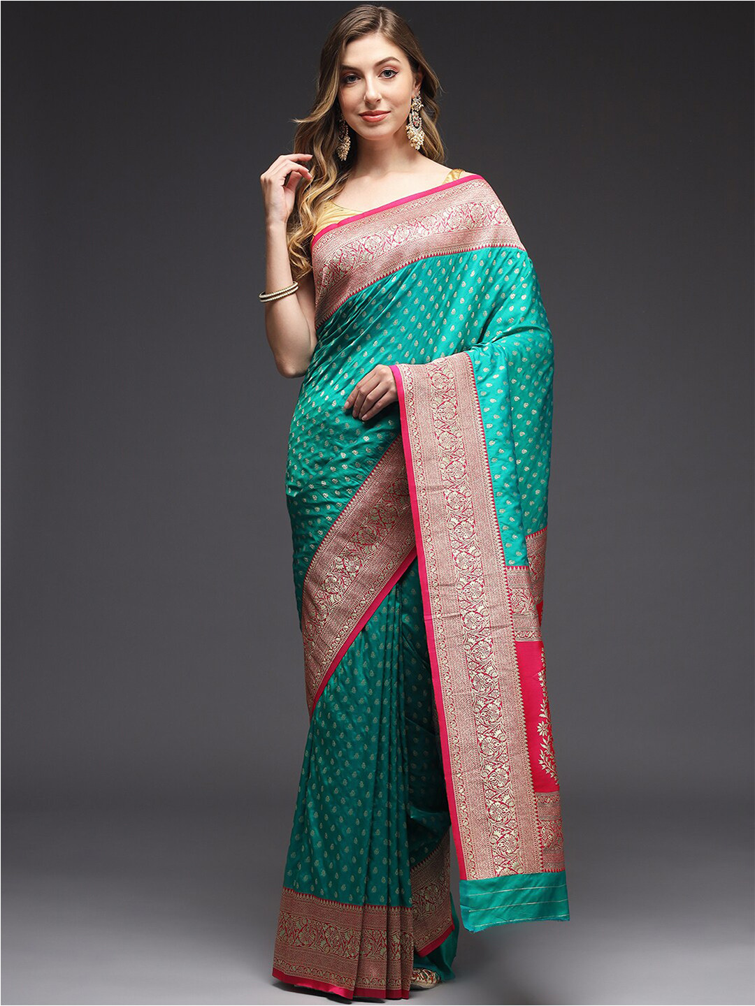 

Sitaram Designer Ethnic Motifs Zari Art Silk Banarasi Saree, Blue