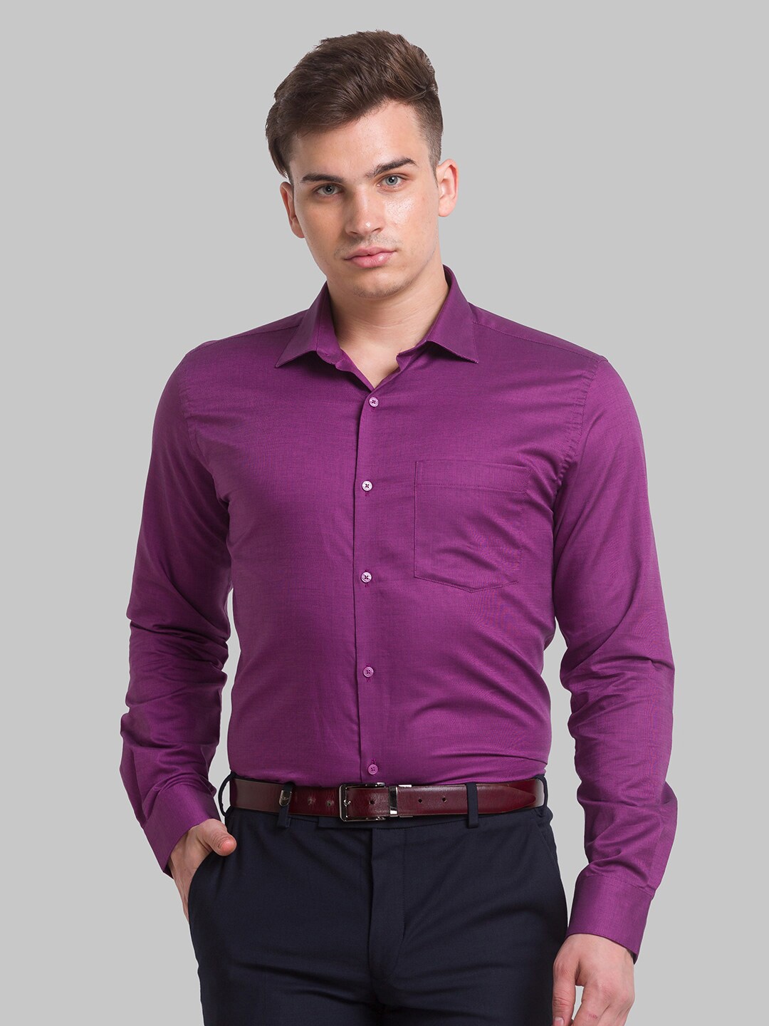 

Park Avenue Men Slim Fit Cotton Formal Shirt, Purple