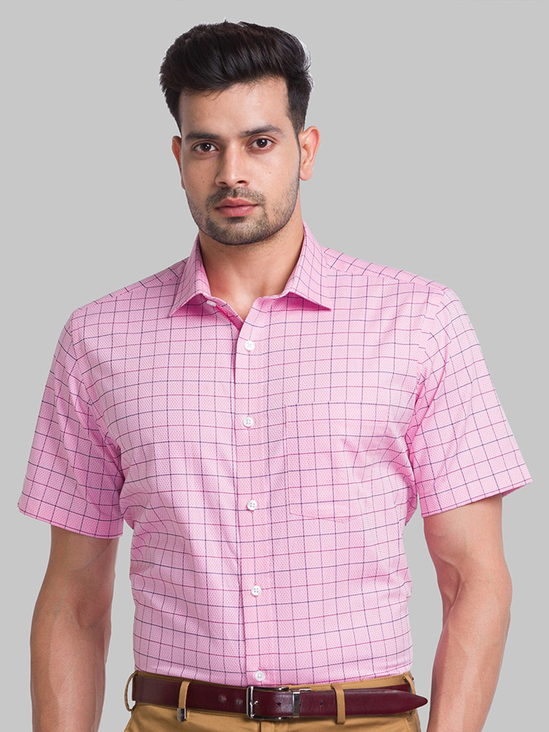 

Park Avenue Men Checked Formal Cotton Shirt, Pink