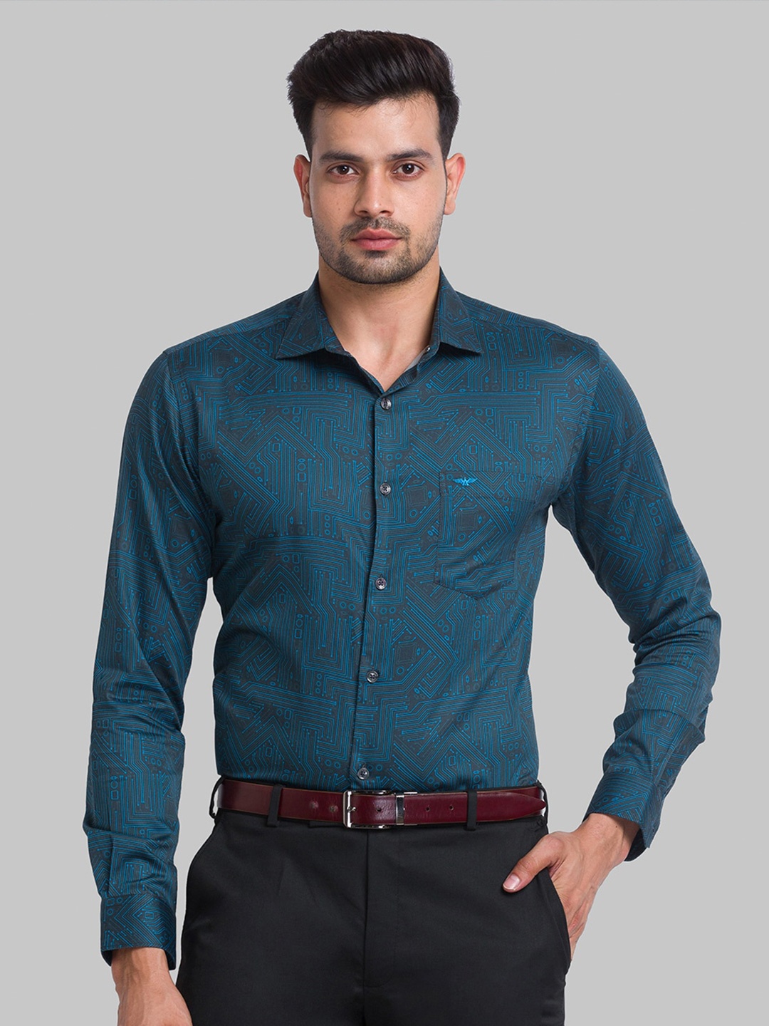 

Park Avenue Men Slim Fit Printed Casual Cotton Shirt, Blue