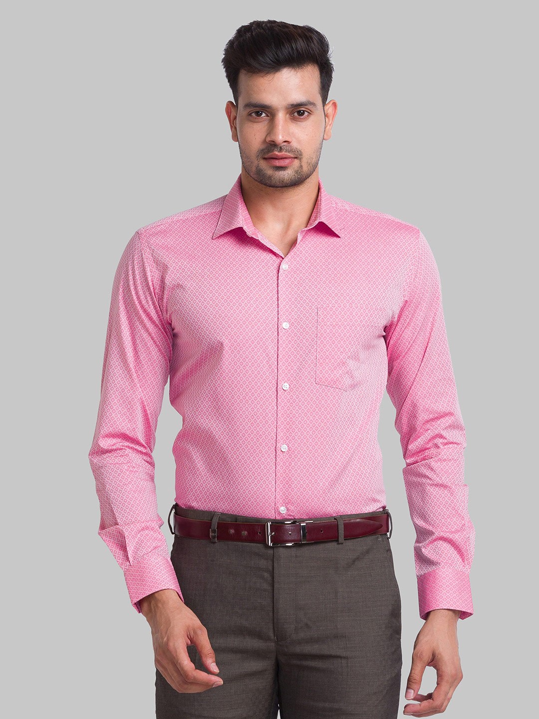 

Park Avenue Men Slim Fit Printed Formal Cotton Shirt, Pink